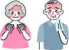 熱中症の症状が出ている子どものイラスト（顔の赤み・大量の汗・ぐったりした表情）
